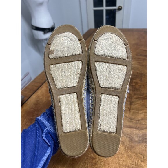 Tory Burch Women’s 7.5 Color Block Canvas Espadrille Casual Flat Shoe Navy Blue - Picture 7 of 10